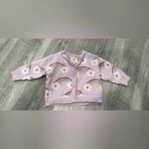 Huxbaby Pastel Cardigan with Rainbow and Flower Design